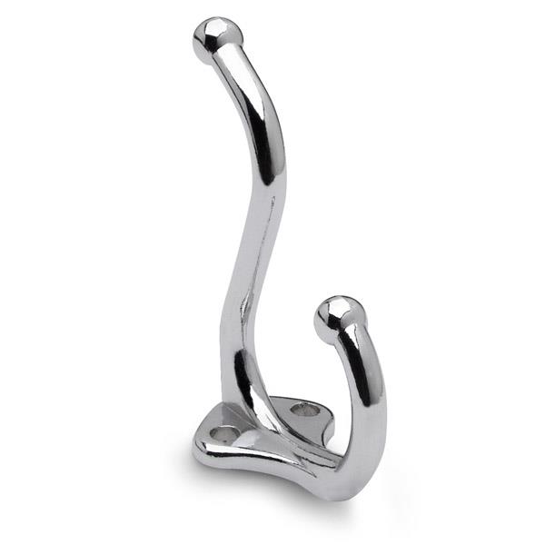 COAT HOOK-TWO PRONG-CHROME - Toilet Partition Hardware - Jacknob