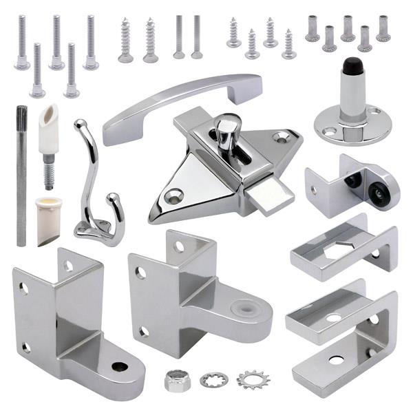 Restroom Stall Stainless Steel Door Hardware Kit, Left Hinge, Out Swing,  SD2-LH, Bathroom Stall Compartments